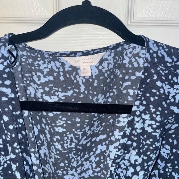 LC Lauren Conrad Charcoal and Blue Longsleeve Patterned Dress - Picture 4 of 4